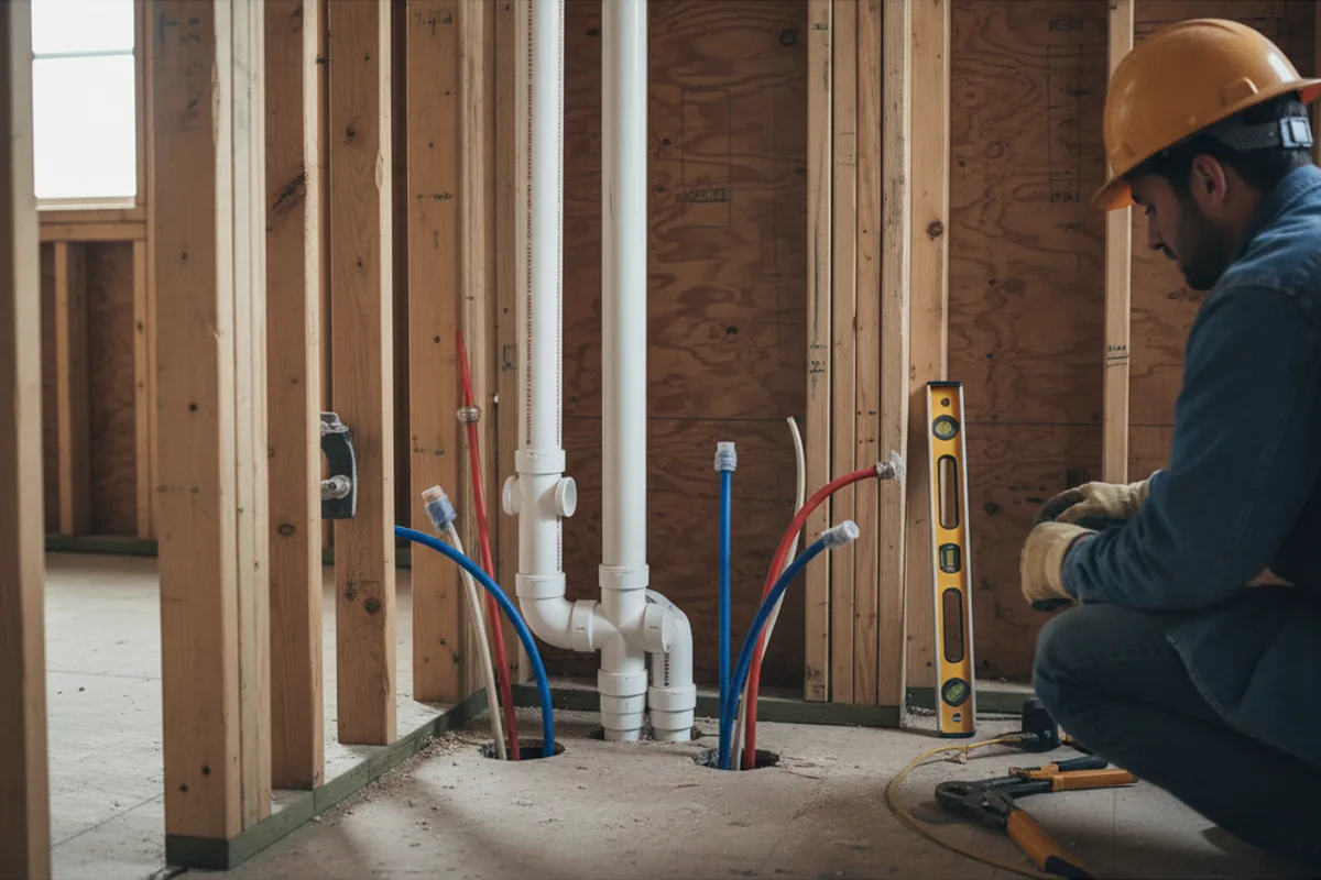 Drain and supply rough-in during Drain Cleaning in Westminster